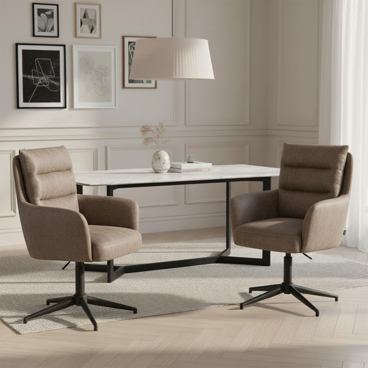 BÜROSTUHL Mika-Romy - Taupe/Schwarz, Textil/Metall (59/91/66cm) - DUBI Möbel