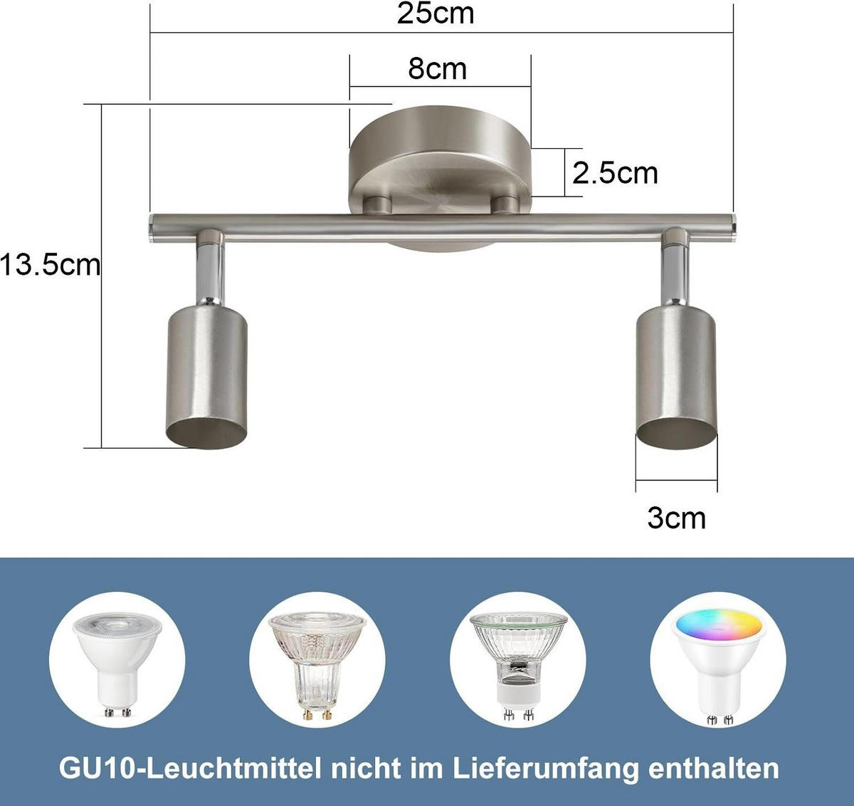 DECKENSTRAHLER Max 21-flammig 25/8/14 cm - Silberfarben, Metall (25/8/14cm) - Nettlife