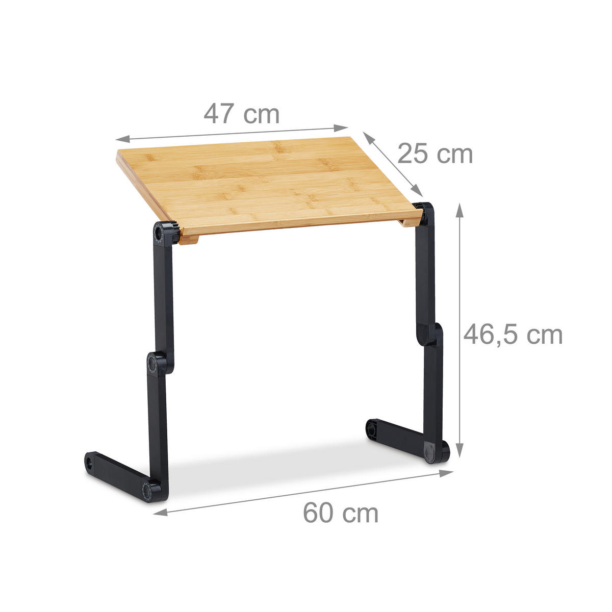 LAPTOPSTÄNDER Natur Schwarz Bambus Aluminium verstellbar - Multicolor, Holz/Kunststoff (26/60/47.5cm) - Relaxdays