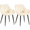 ARMLEHNENSTUHL 2er Set Samt creme - Creme/Schwarz, Textil/Metall (52/82/63cm) - CLP