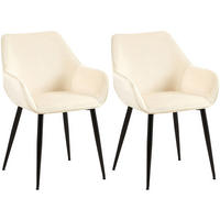 ARMLEHNENSTUHL 2er Set Samt creme - Creme/Schwarz, Textil/Metall (52/82/63cm) - CLP