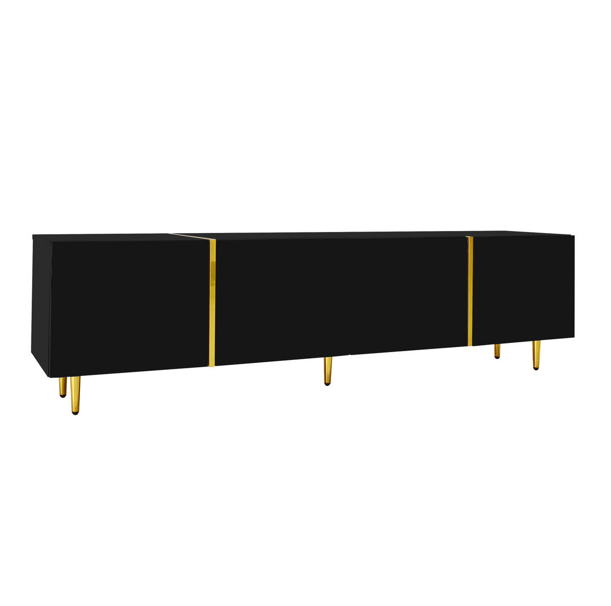 TV-SCHRANK aus MDF 170x35x46 cm Schwarz mit 4 Türen, Hochglanzoberfläche und Soft-Close-Scharnieren - Schwarz, Holzwerkstoff (170/46/35cm) - Modfu