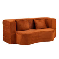 SCHLAFSOFA aus Schaumstoff Orange klappbar als Sofa, Gästebett und Yogamatte mit 2 Kissen - Orange, Kunststoff (180/70/55cm) - Modfu