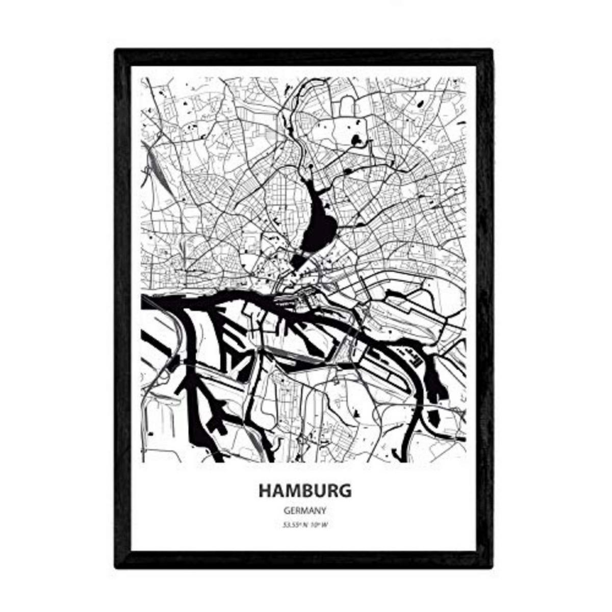 POSTER Hamburg - Deutschland A4 Rahmenlos - Klar, Papier (29.7/5/21cm) - Nacnic