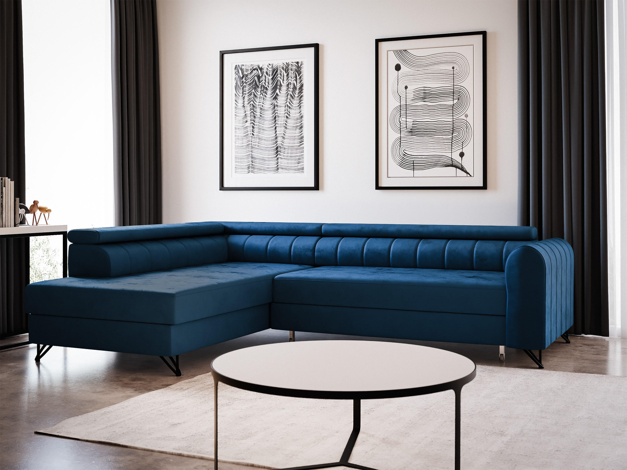 ECKSOFA Alice, Seite: Links - Blau, Holz/Textil (250/179cm) - Sofnet