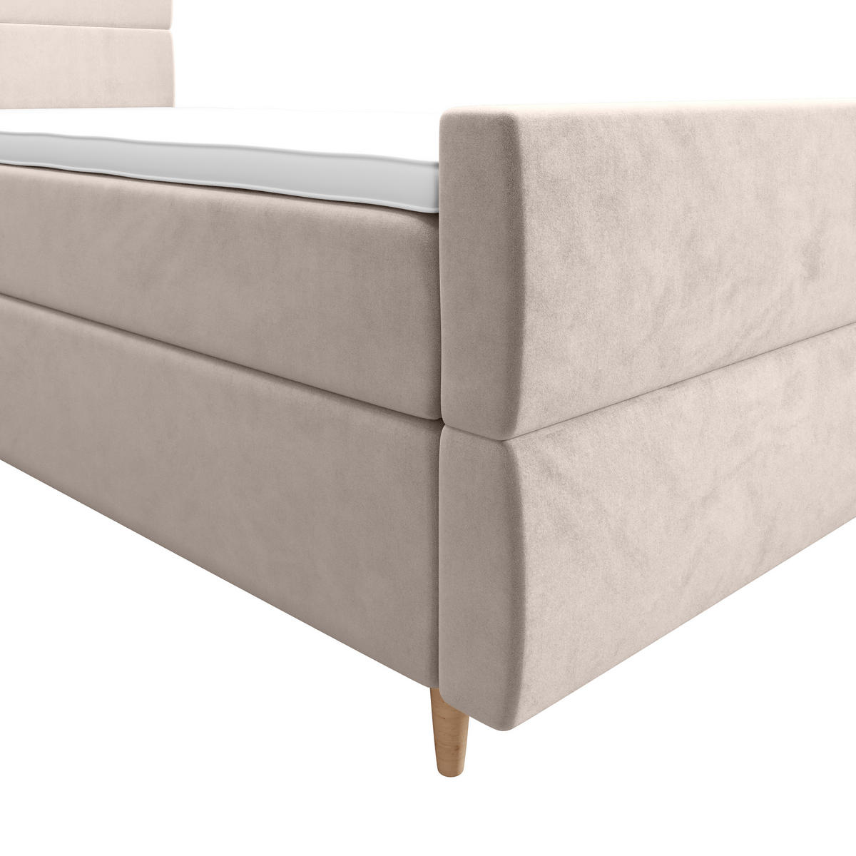 BOXBETT FLO PLUS 90x200 Itaka 16, mit Matratze H3, Bonell und Topper, Creme - Creme, Holz/Textil (90/200cm) - Bedante