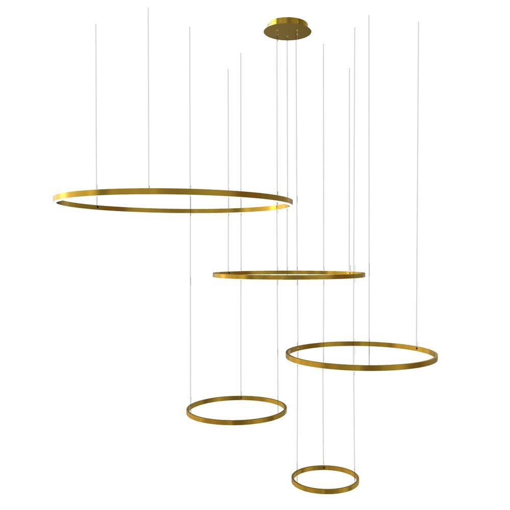 LED-HÄNGELAMPE 5er Ring Gold Ø 120 | 100 | 80 | 60 | 40cm - Goldfarben, Metall (1.3/120/3.3cm) - s.luce