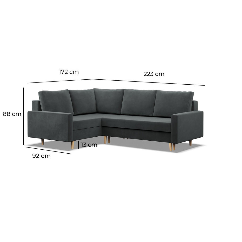 Thumbnail - Mebligo Ecksofa, Dunkelblau, Textil, 5-Sitzer, L-Form, 223x172 cm, Wohnzimmer, Sofas & Couches, Wohnlandschaften, Ecksof...