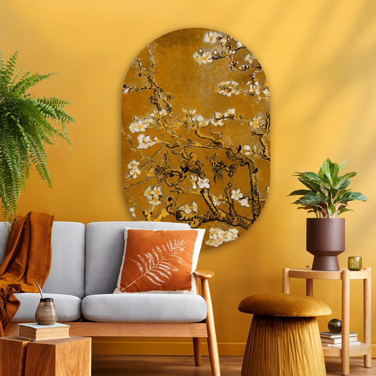 WANDBILD Mandelblüte - Kunst - Van Gogh - Gold 80x120 cm - Wengefarben, Kunststoff (80/120cm) - MuchoWow
