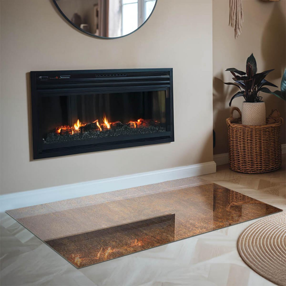 GLASPLATTE für Kamin 120x80 cm Braun - Braun, Glas (120/80/0.4cm) - ArtPrintCave