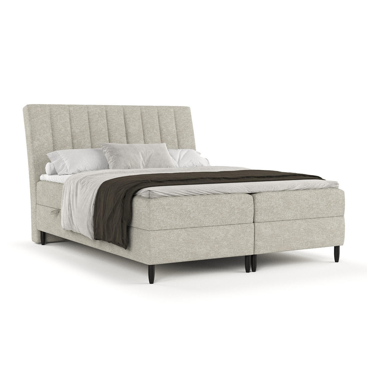 BOXBETT Merton Beige Grau 140/200 cm - Beige/Schwarz, Holz/Holzwerkstoff (140/200cm) - Maison de Reve