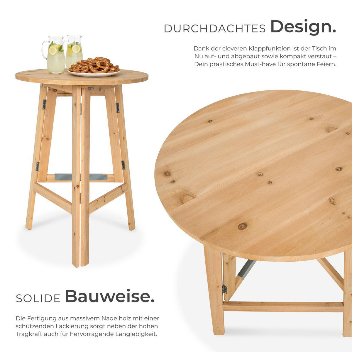 STEHTISCH Trix,Stabilisierungsschiene aus Metall,braun - Braun, Holz (79/79/110cm) - tectake