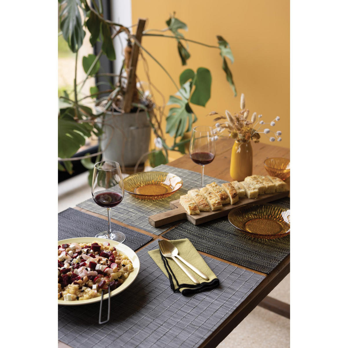 TISCHSET Manoka schatten/gold 33 x 45 cm - Dunkelgrau/Goldfarben, Textil (33/45cm) - Winkler