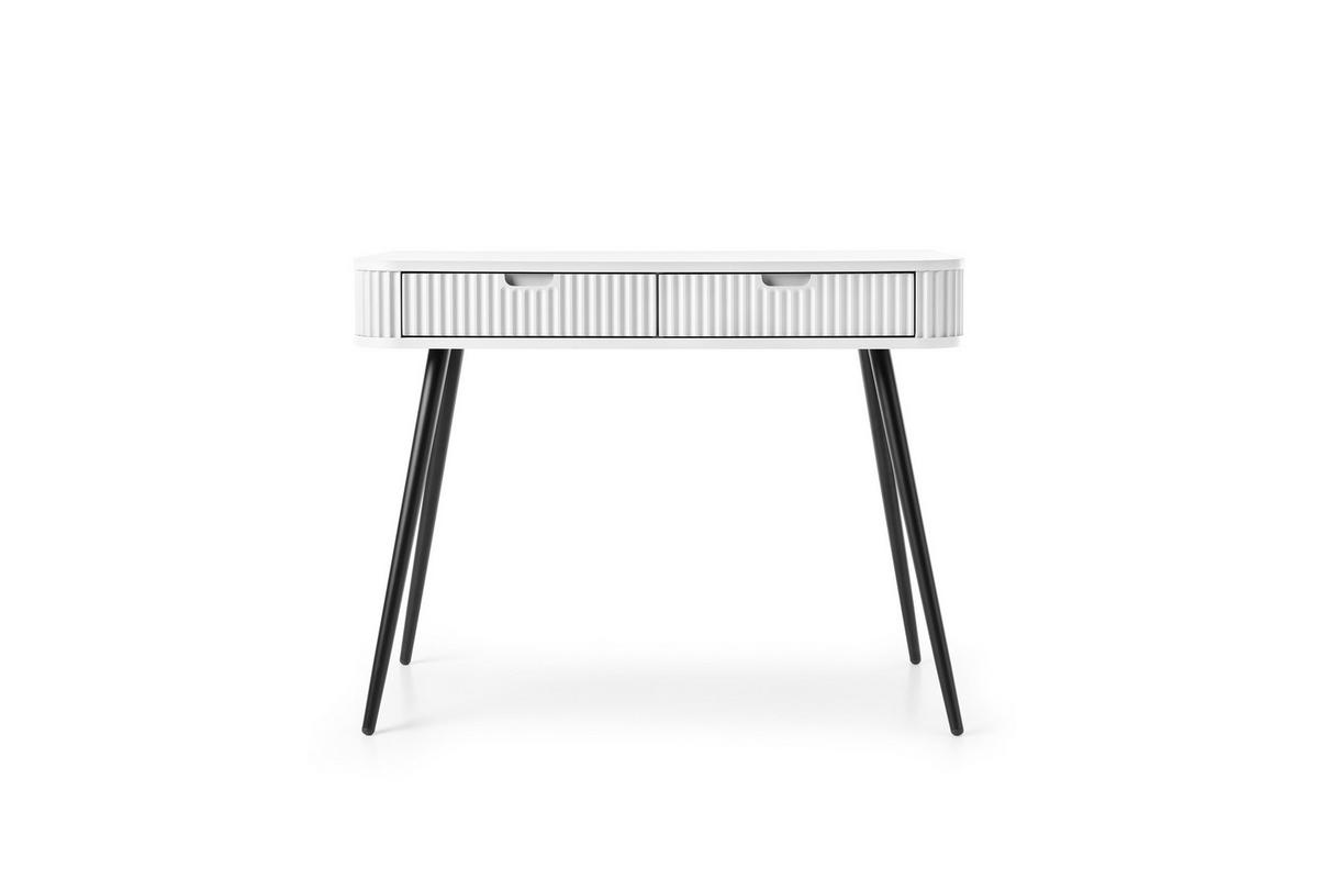 KONSOLENTISCH PORTO (Oval, Rillenfront, Weiß Matt, Schwarze Füße) - Schwarz/Weiß, Holz/Holzwerkstoff (49/103/80cm) - Ravio