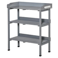 PFLANZTISCH Gärtnertisch Blumentisch mit Metall Arbeitsfläche Garten Holz Grau - Grau, Holz (76/37/89cm) - Outsunny