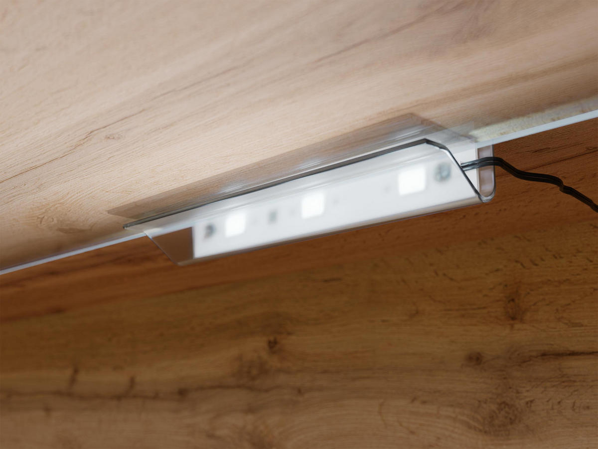 TV-LOWBOARD D180 mit weißer LED Beleuchtung - Silberfarben/Eiche Artisan, Holzwerkstoff/Kunststoff (180/30/33cm) - MIRJAN24