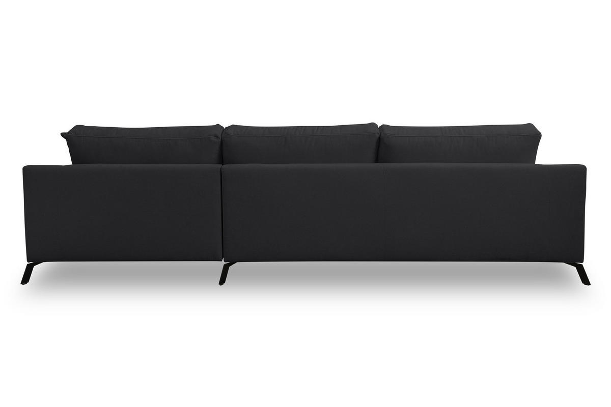 ECKSOFA Aspen in L-Form, Coach Farbe: Schwarz, Velourstoff, Ottomane Rechts - Schwarz, Textil (312/187cm) - VENASI MÖBEL