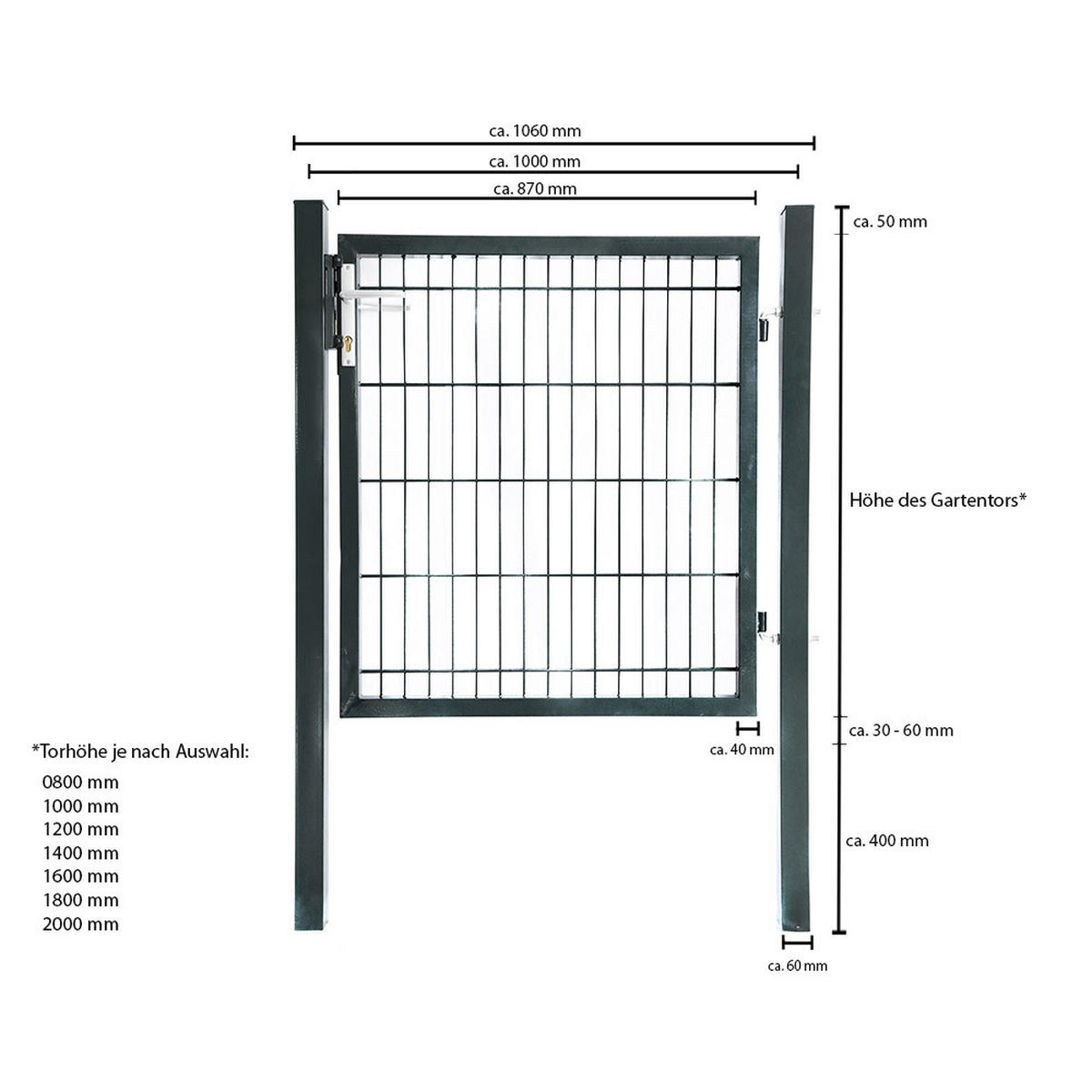 DOPPELSTABMATTEN GARTENTOR PORTARIUS - Größe: 140 cm, Farbe: Anthrazit - Anthrazit, Metall (190/6cm) - Home Deluxe