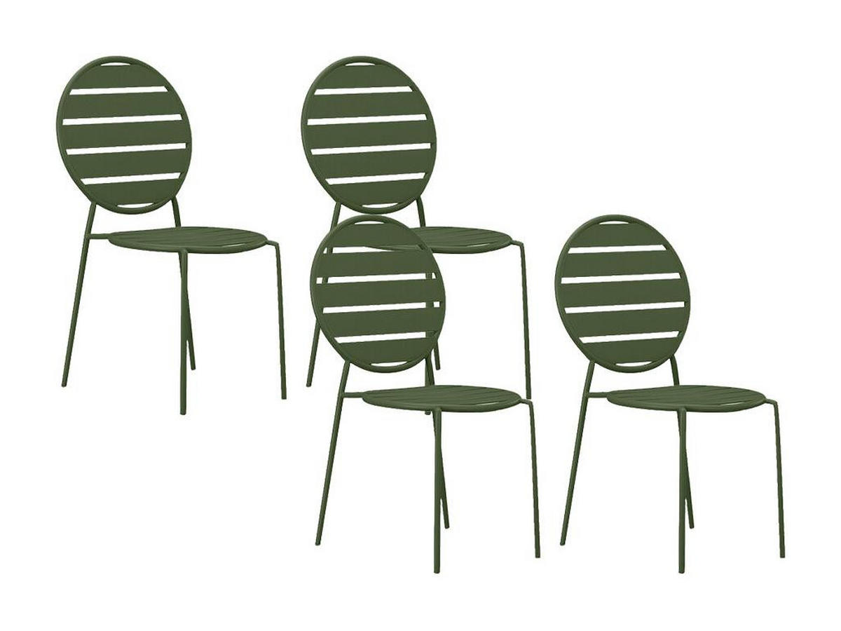 GARTENSTUHL stapelbar 4er-Set - Metall - Kaki - MONTEFARO von MYLIA - Grün, Metall (55.5/87.5/46.5cm) - Vente-Unique