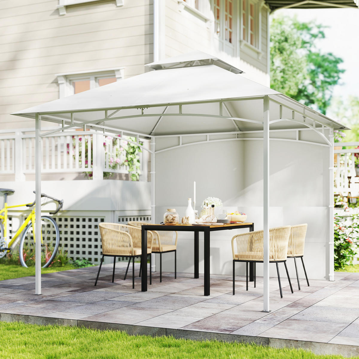 PAVILLON DE-12738 300/300 cm Doppeldach mit 4 Taschen und Haken Creme - Creme, Metall (300/276/300cm) - ComfortXL