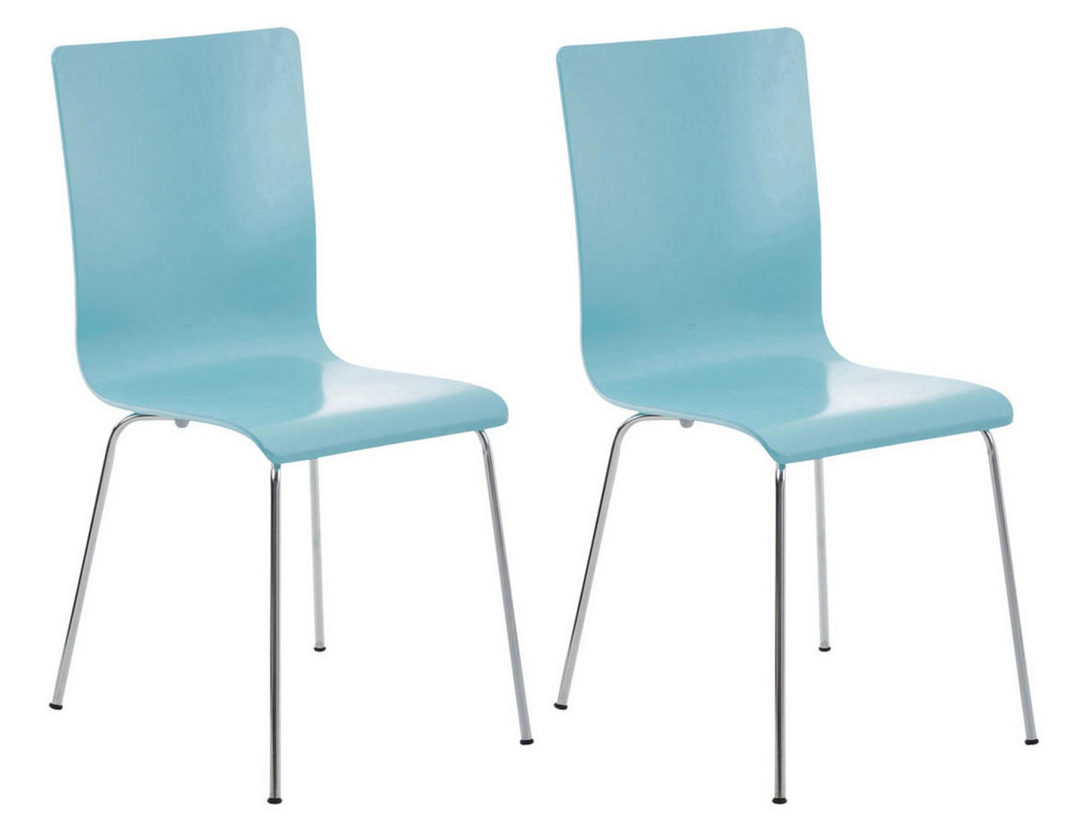 BESUCHERSTUHL Apeldoorn - 2er Set hellblau - Blau, Holz (43/87/47cm) - TPFLiving