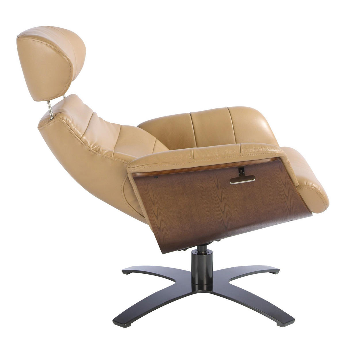 SANDFARBENER Leder-Drehsessel 80/84/100 cm - Sandfarben/Greige, Leder/Holz (80/100/84cm) - ANGEL CERDA