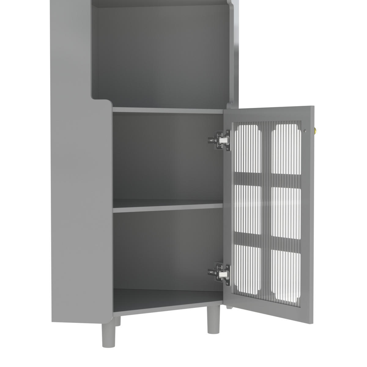 ECKSCHRANK in Grau lackiert mit App-LED-Beleuchtung - Grau, Holzwerkstoff (63/158/45cm) - Urban Meuble