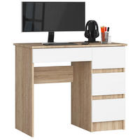 SCHREIBTISCH Eiche Sonoma, Weiß 77/90/50 - Weiß/Sonoma Eiche, Holzwerkstoff (50/90/77cm) - RAUMHIRSCH FURNITURE