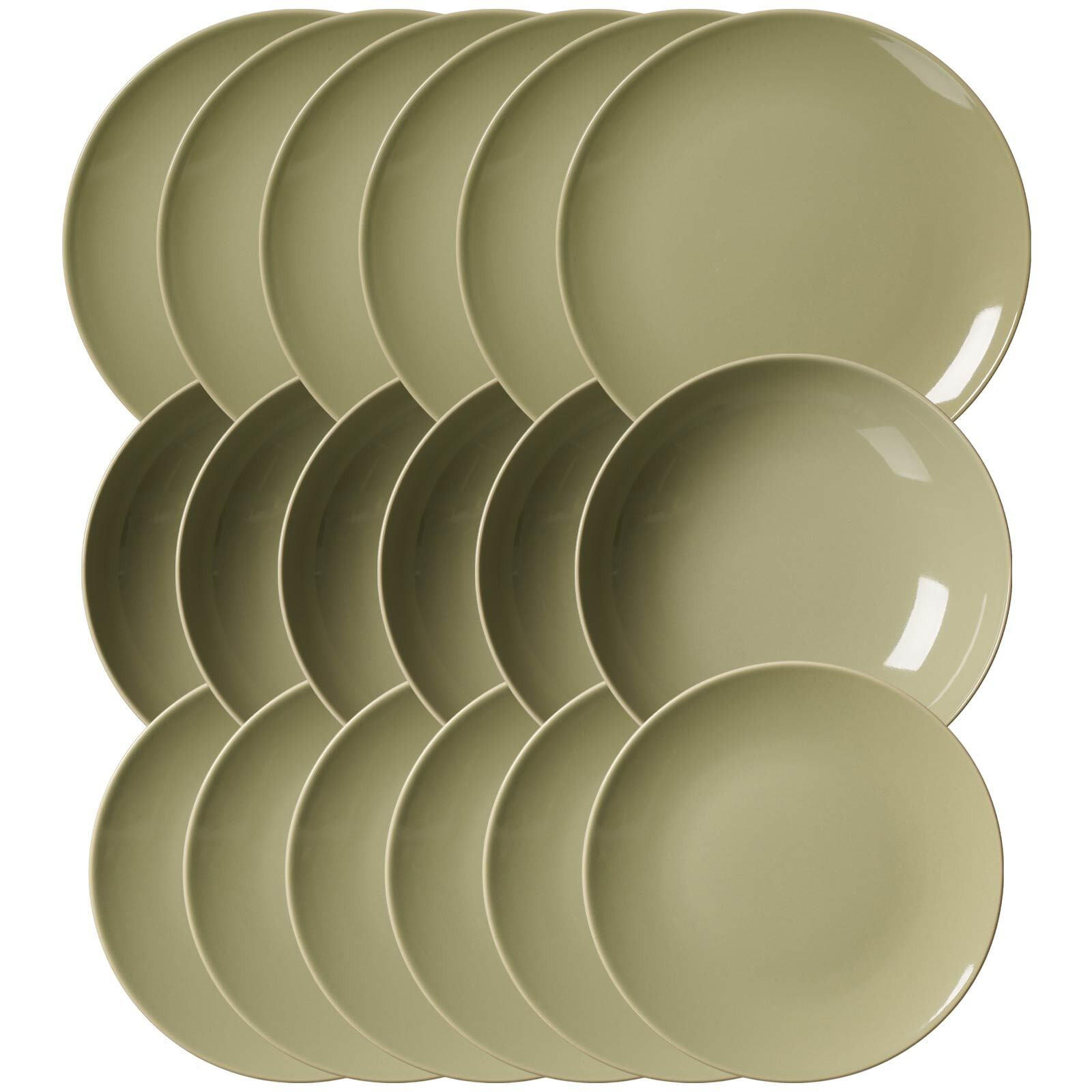 TELLER-SET Cecina Grün 18er Set - Grün, Keramik (1/1/1cm) - Ritzenhoff Breker