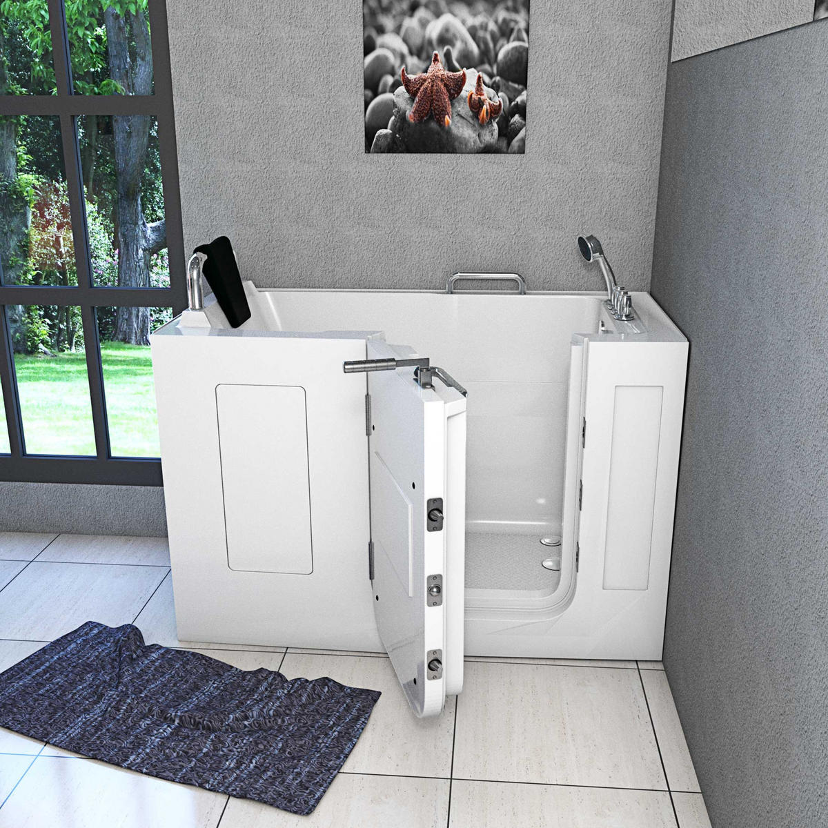 SENIORENWANNE S07-TH-C-L Weiß - Weiß, Glas/Kunststoff (76/116/140cm) - AcquaVapore by Sandra Jentho