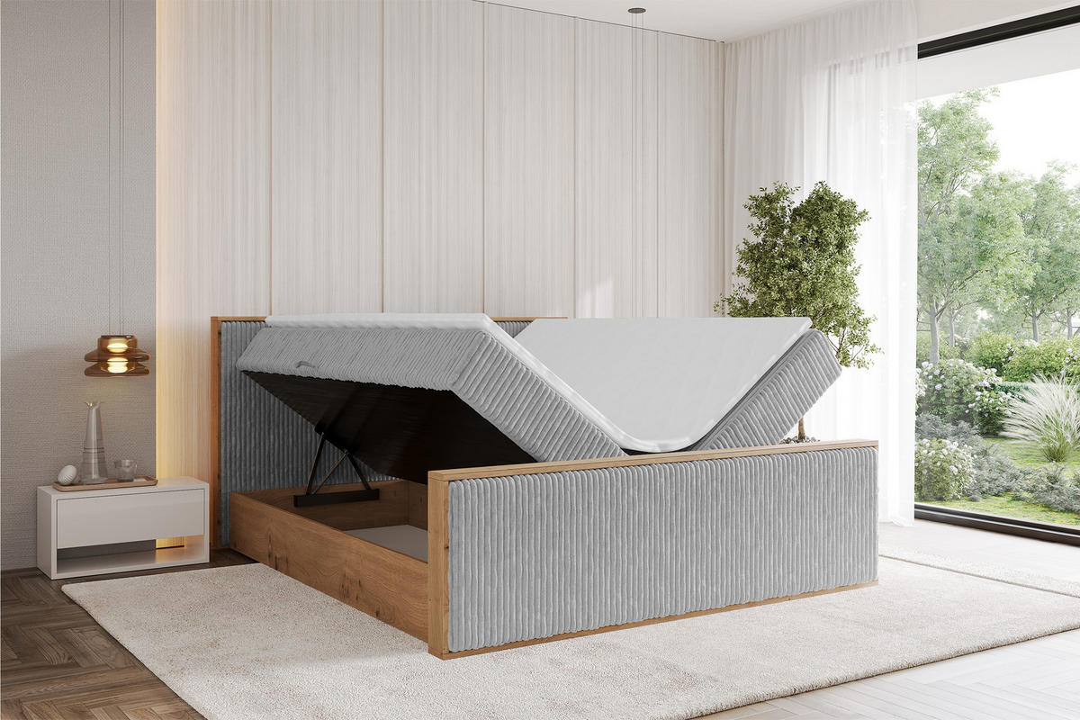 BOXBETT LOLLI9 -Z 140x200 - H4 Grau - Grau, Holzwerkstoff (140/200cm) - ALTDECOR