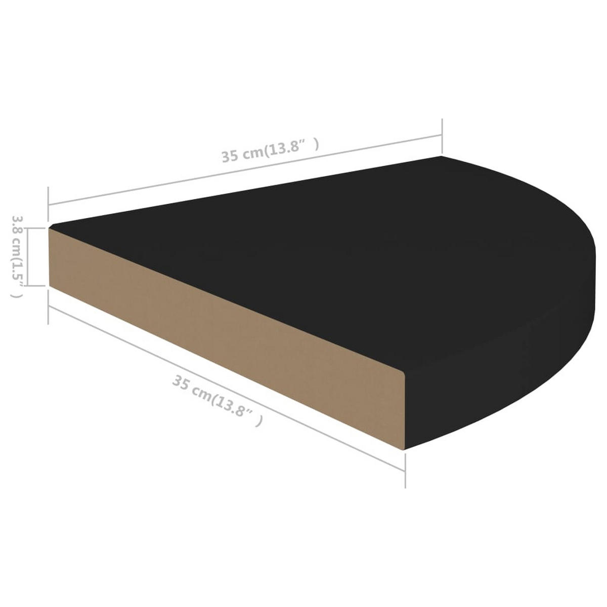 WANDBOARD für die Ecke 35/35/3,8 cm aus Mdf Schwarz - Schwarz, Holzwerkstoff (35/3.8/35cm) - vidaXL