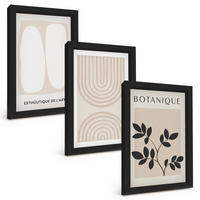BILDER SET 3er Set - 20x30 cm Schwarzer Rahmen - Boho-Pflanzenposter - Schwarz, Kunststoff (20/30cm) - TULUP