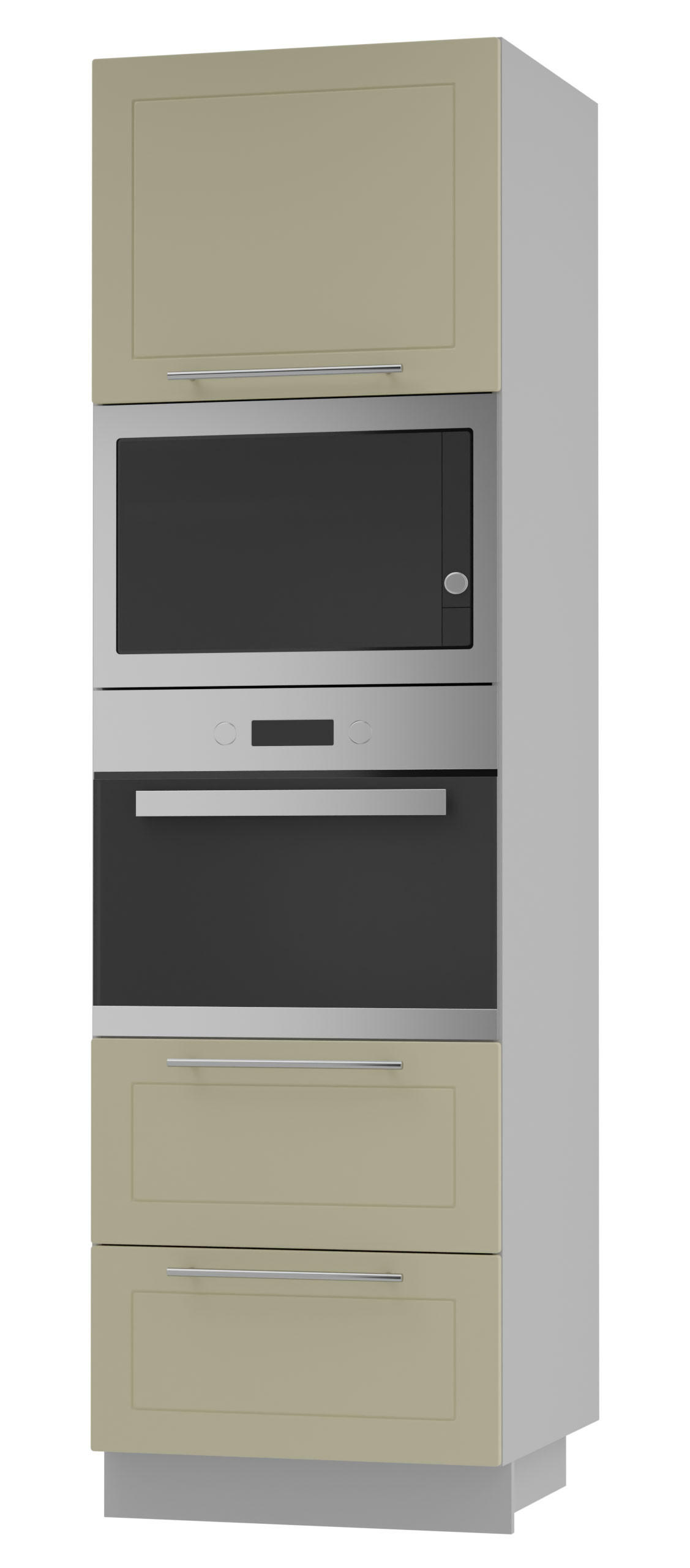 Feldmann-Wohnen Backofen-Hochschrank Creme, Grau 60x207x59 cm