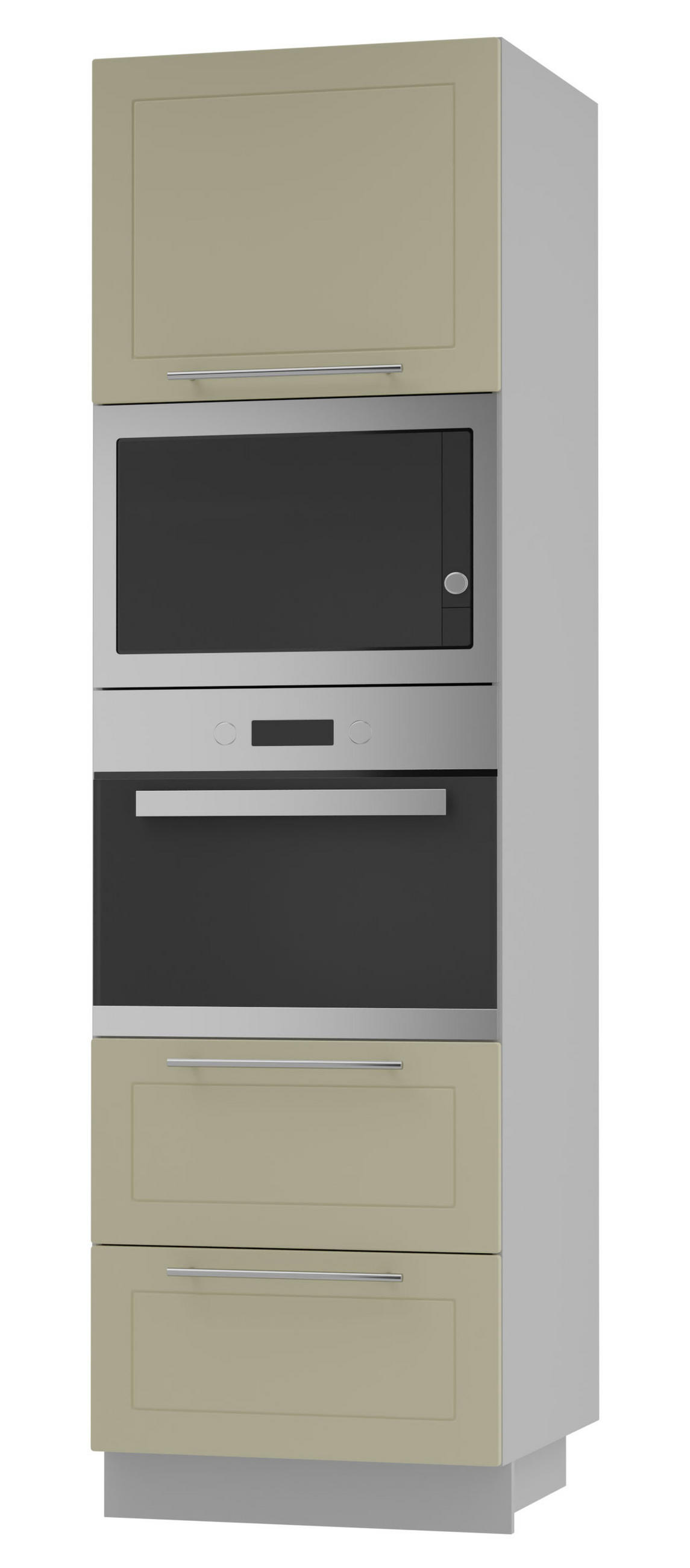 BACKOFEN-HOCHSCHRANK Kvantum D14/RU/2M/284 Vanille Matt / Grau Matt 60 / 59 / 207cm - Creme/Grau, Holz/Holzwerkstoff (60/207/59cm) - Feldmann-Wohnen