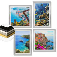 WANDBILDER 4er Set - 50x50 cm & 40x60 cm Silberner Rahmen - Meerblick, farbenfrohe Häuser - Silberfarben, Kunststoff (50/50cm) - ArtPrintCave
