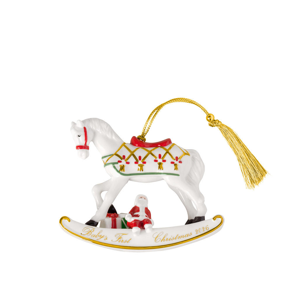 ORNAMENT SCHAUKELPFERD 2026 Christmas Classics weiß-gold 10,9 x 3,8 x 8,9 cm - Goldfarben/Weiß, Keramik (3.8/8.9/10.9cm) - Villeroy & Boch