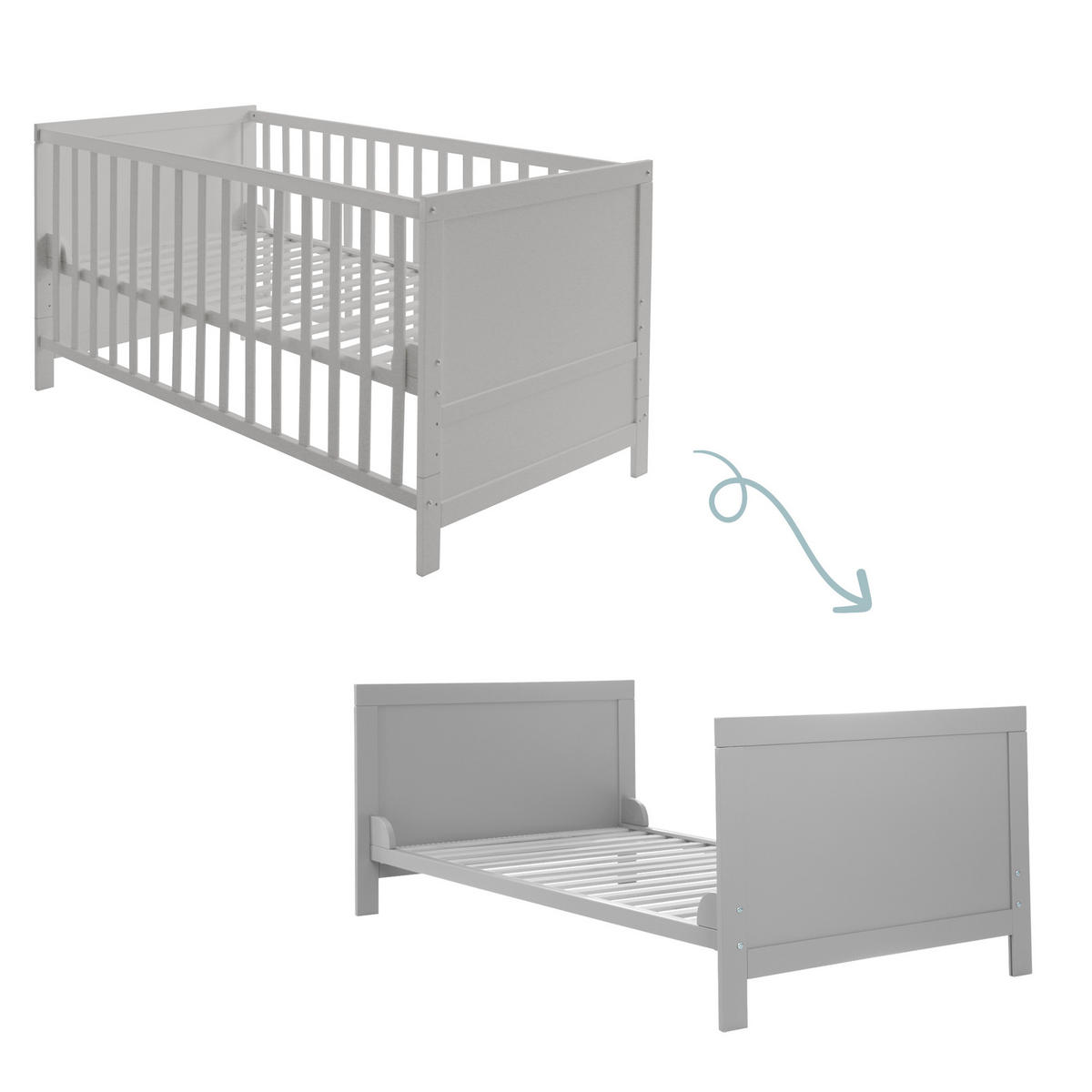 BABYBETT mit Umbauecken 70 x 140 cm - Taupe, Holzwerkstoff (70/140cm) - Roba