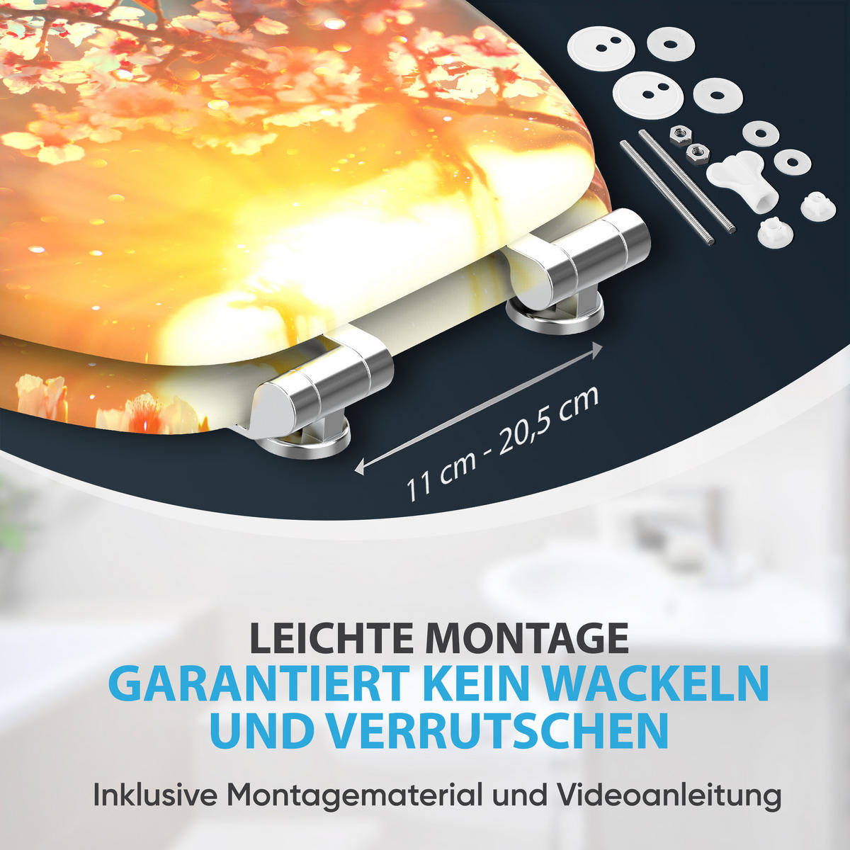 WC-SITZ mit Absenkautomatik Kirschblüte - Orange, Holzwerkstoff (38/6/47cm) - Sanilo