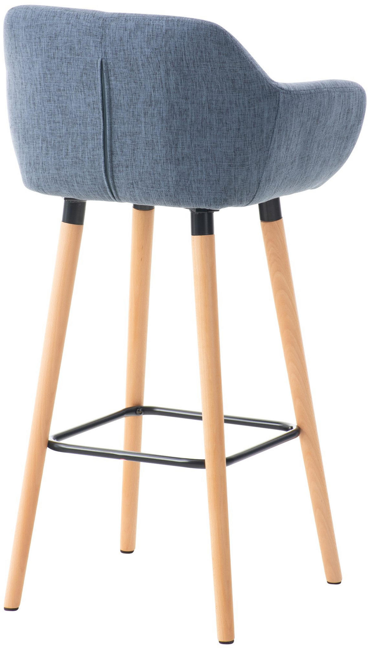 BARHOCKER Stoff blau - Blau/Eukalyptusholzfarben, Holz/Textil (55/99/46cm) - CLP
