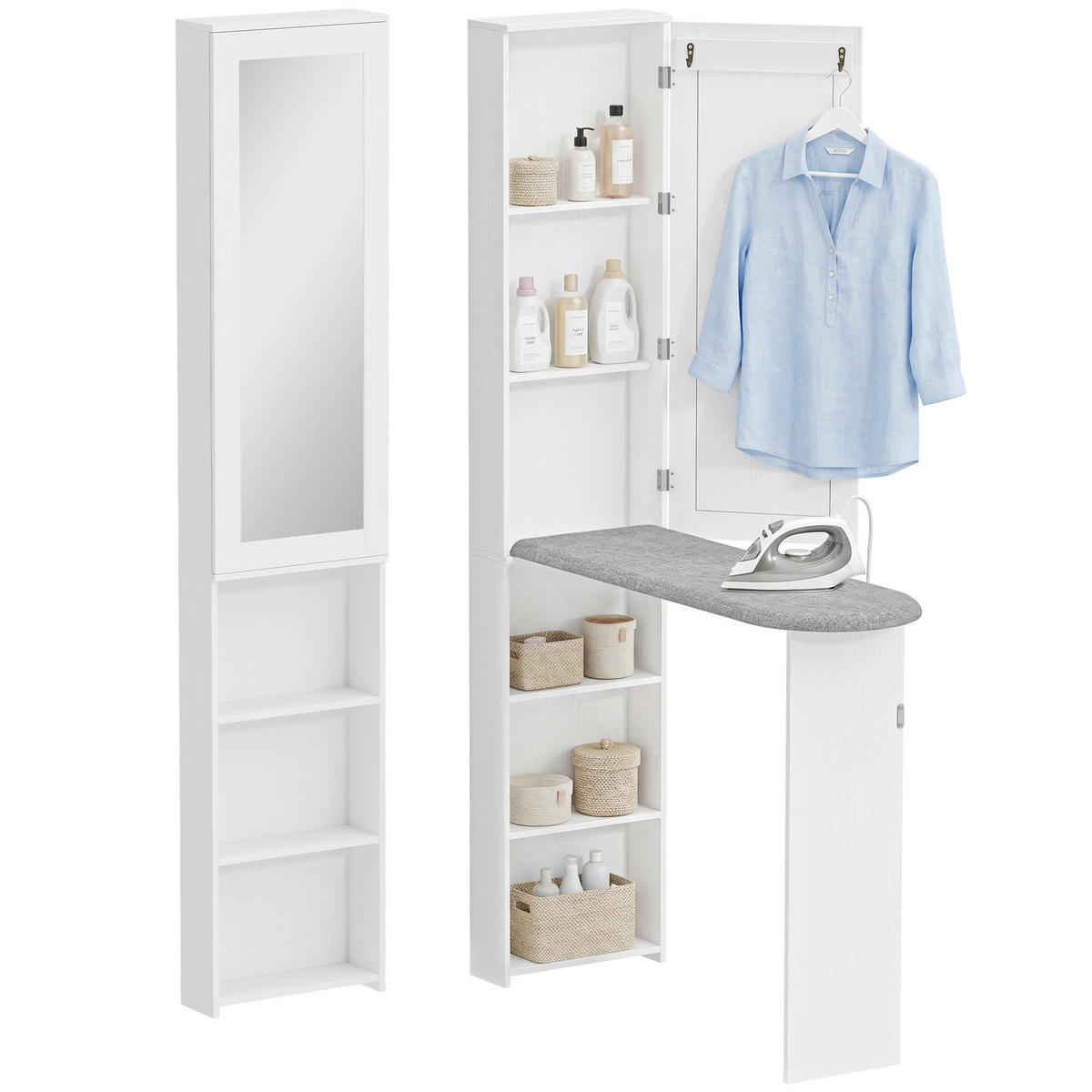 BÜGELBRETTSCHRANK DE-09593 Weiß - Weiß, Holzwerkstoff (106/174/35cm) - ComfortXL