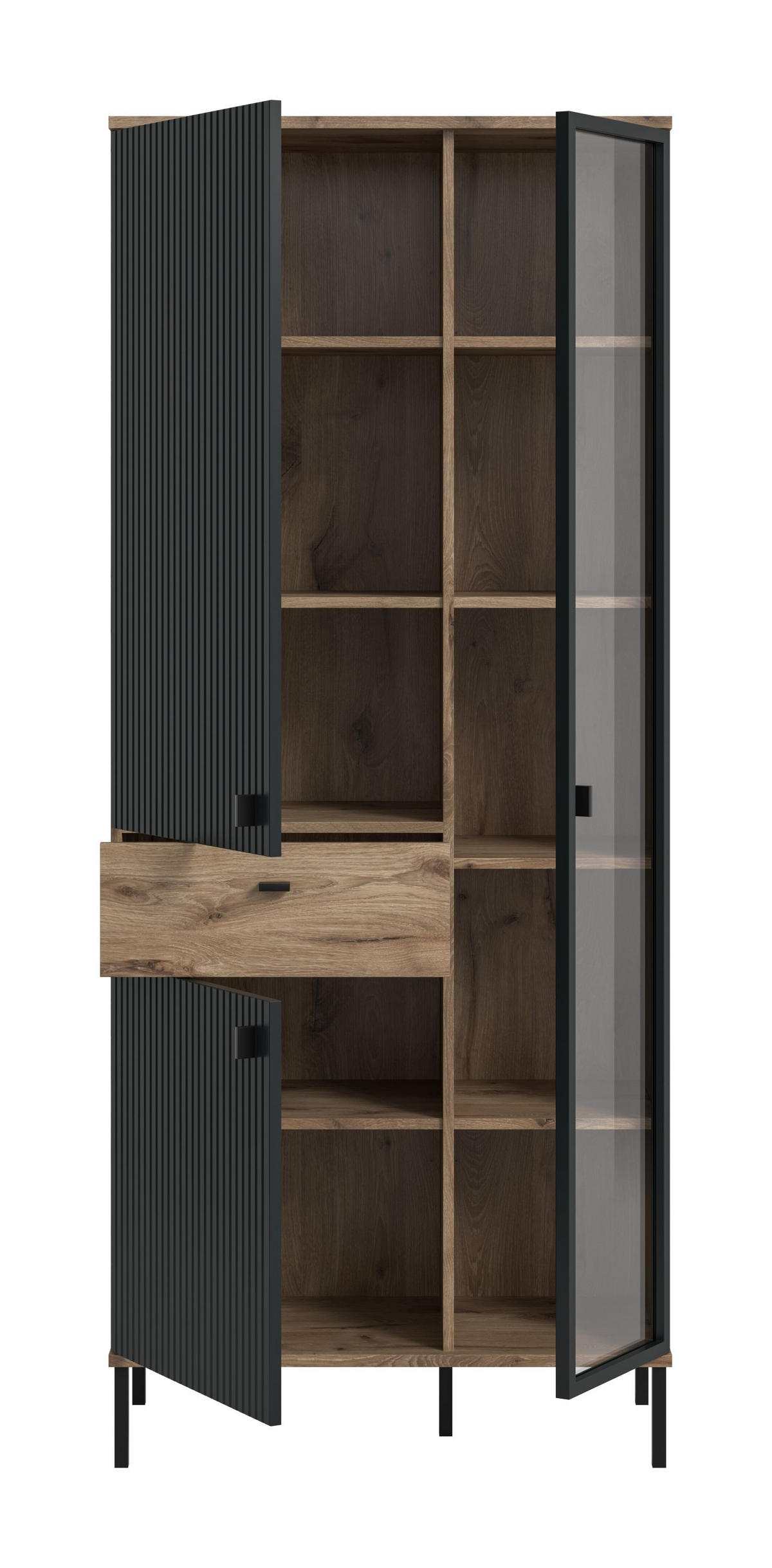 STAURAUMVITRINE Chess schwarz 83/41/198 cm - Braun, Holzwerkstoff (83/198/41cm) - Xonox