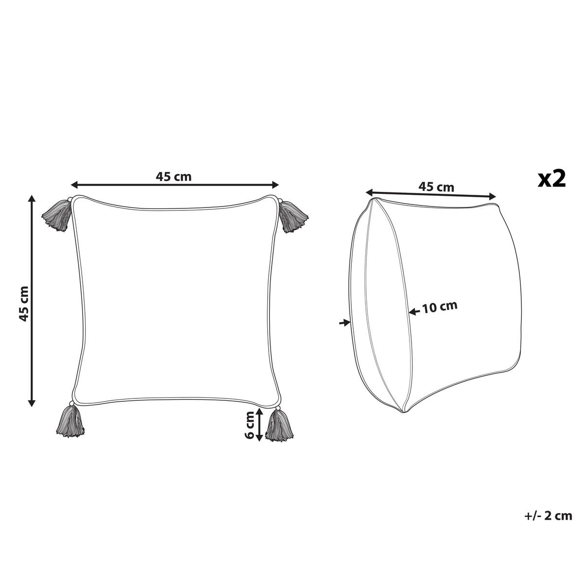 DEKOKISSEN 2er-Set Weiß 45/45 cm Cornus - Weiß, Naturmaterialien/Textil (45/45cm) - Beliani