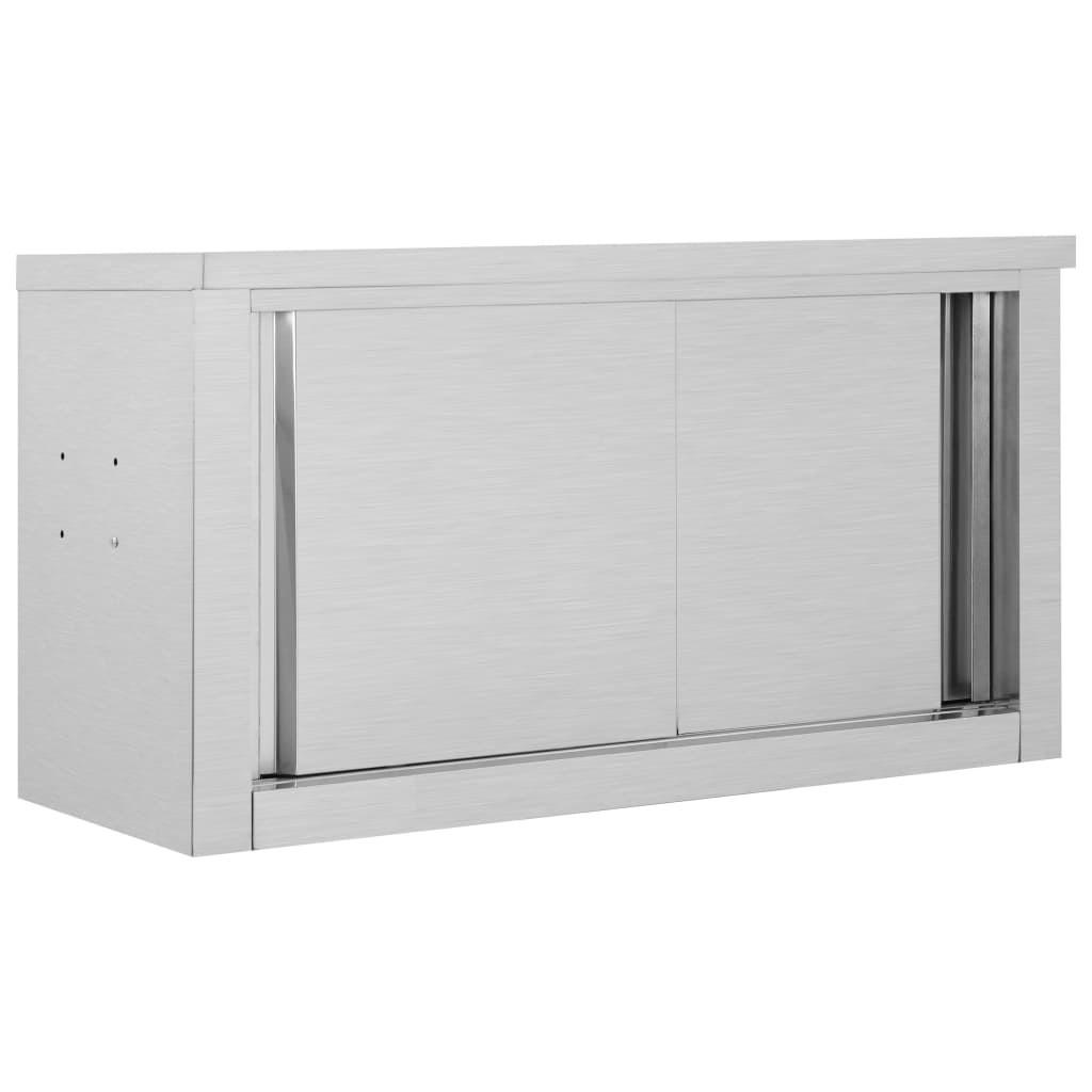 WANDHÄNGESCHRANK Mit Schiebetüren 90/40/50 Cm Edelstahl - Silberfarben/Grau, Metall (40/50/90cm) - vidaXL