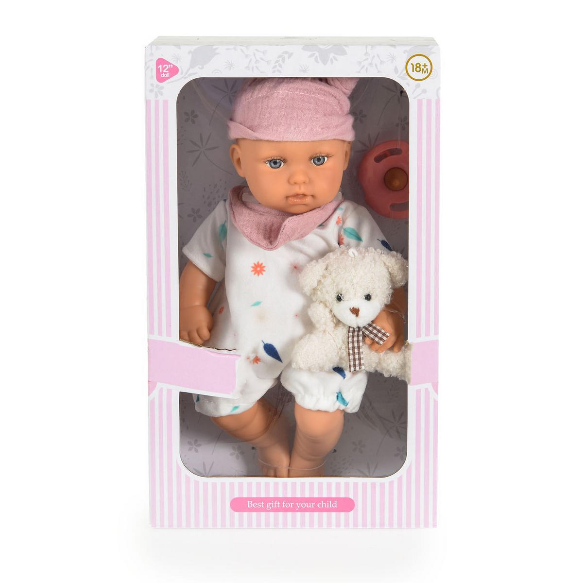 KINDERPUPPE Bear und Baby rosa 30 cm, Kuscheltier, Schnuller, beweglicher Körper, ab 18 Monaten - Rosa, Kunststoff (16/8/30cm) - Moni
