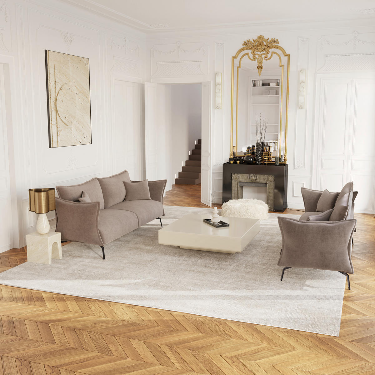 SCHLAFSOFA GERADE Samt Taupe 210cm - Taupe, Textil (210/90/105cm) - Sia Home