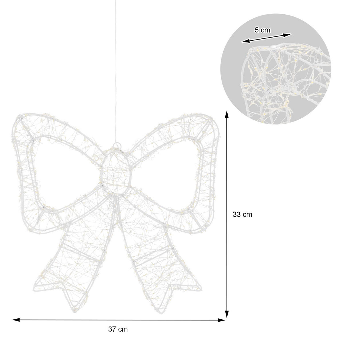 LED MAŠLE s časovačem, 500 LED, teplá bílá, vánoční dekorace, 33 cm, pro vnitřní i venkovní použití - bílá, plast (37/33/5cm) - ECD-Germany