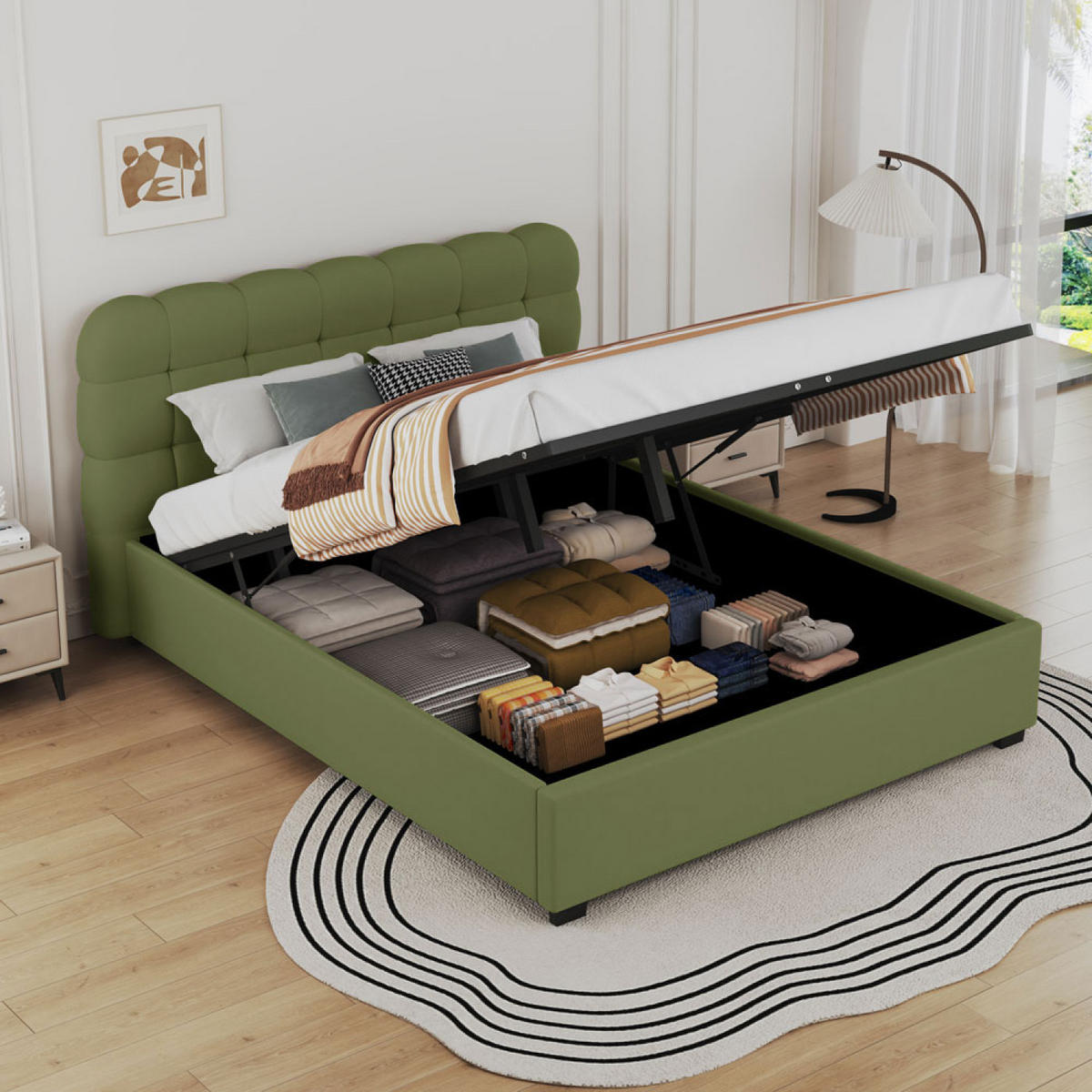 Concept Usine BETT Dallas Grün 140 x 190 cm Mit Stauraum jetzt nur ...