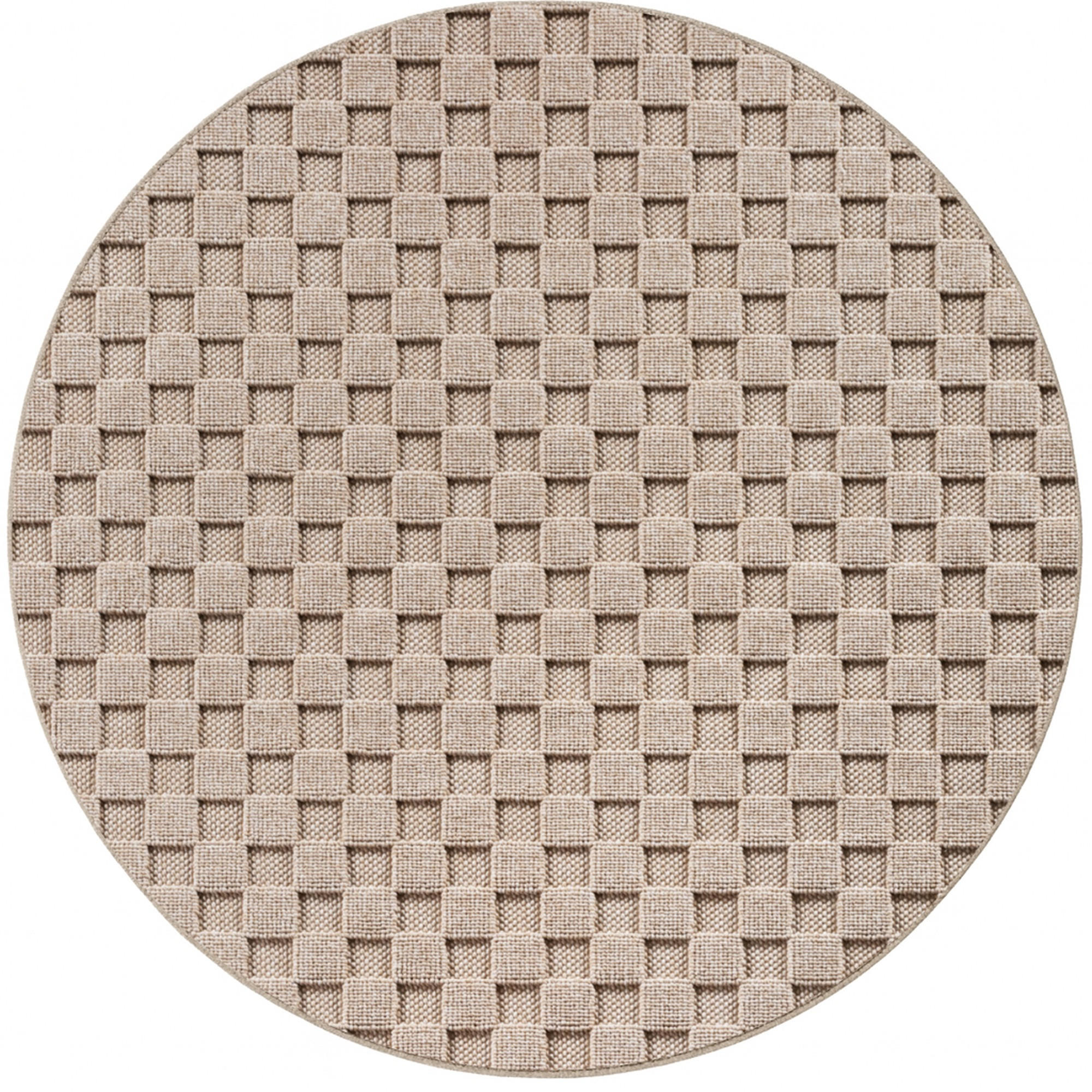 TEPPICH Flachgewebe LANGAU in Beige, mit Schachbrettmuster, Ø 200 cm - Beige, Textil (200/200cm) - KADIMA DESIGN