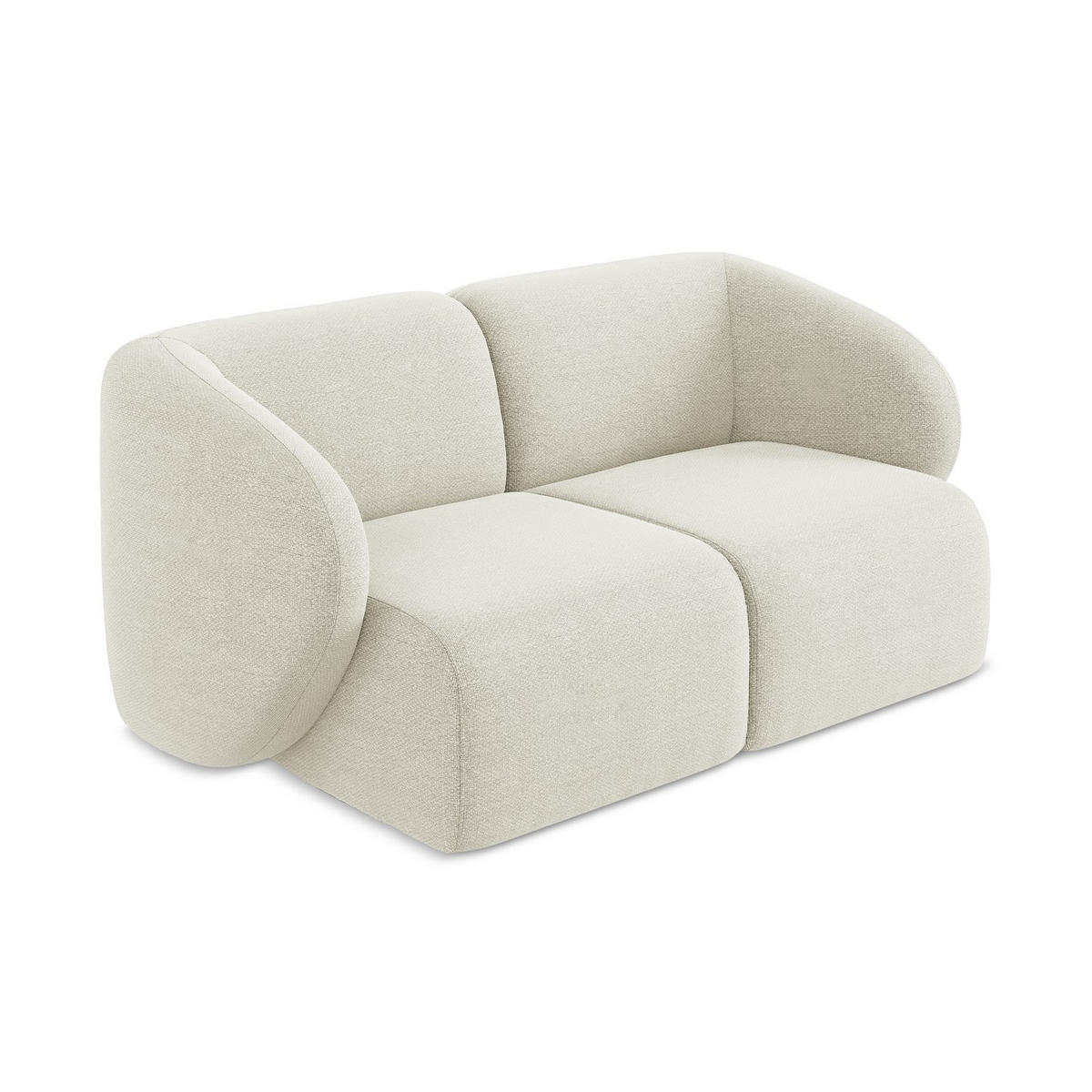 2-SITZER-SOFA Bouclé Stoff Beige - Sandfarben/Schwarz, Holzwerkstoff/Kunststoff (174/75/94cm) - LaMiaSofa